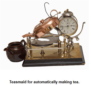 Clock combined with a teapot machine